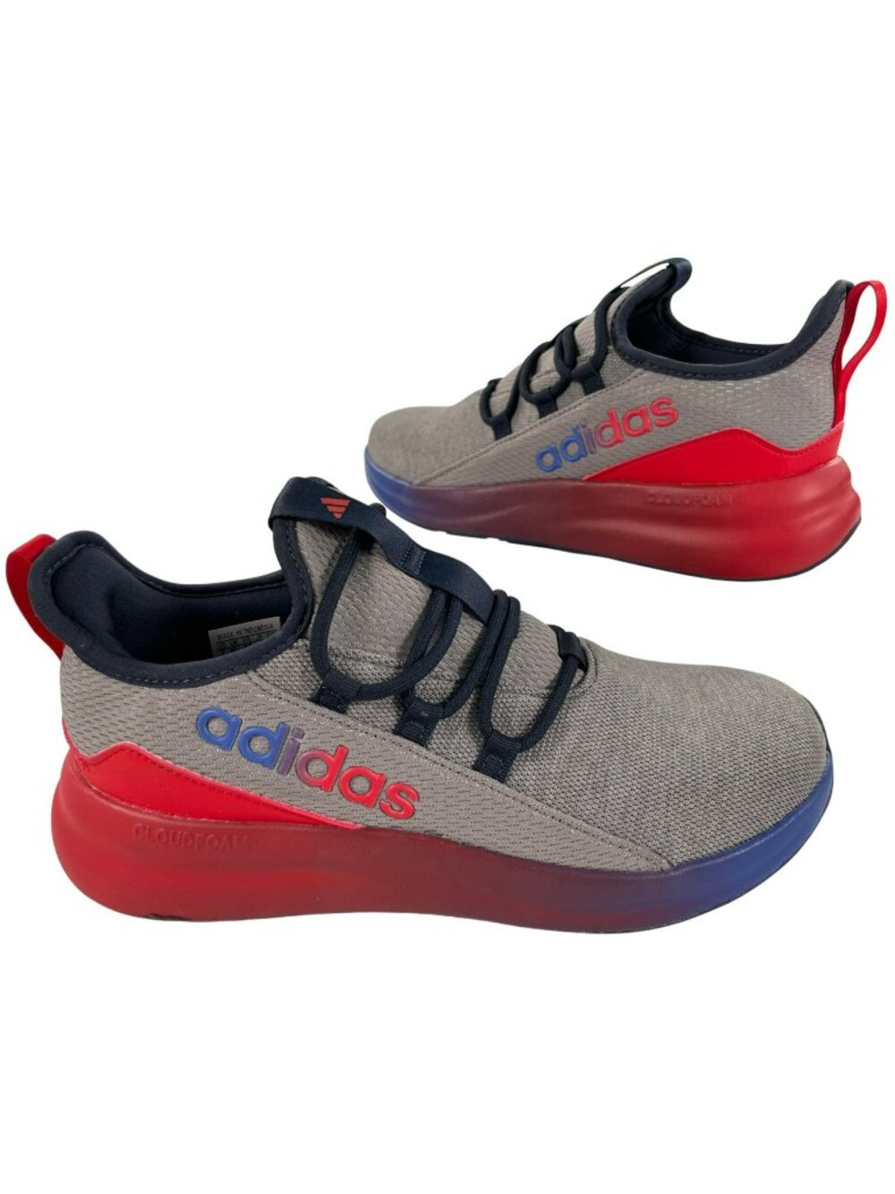 Adidas Lite Racer Adapt 8.0 Shoes Gray Navy Red Cloudfoam Comfort Kids Sz 7 NEW
